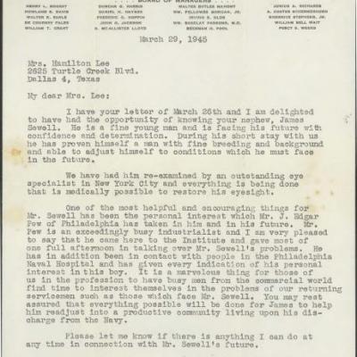 Letter from Merle E. Frampton to Mrs. Hamilton Lee