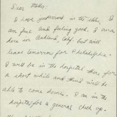 Letter from James Sewell to His Mother