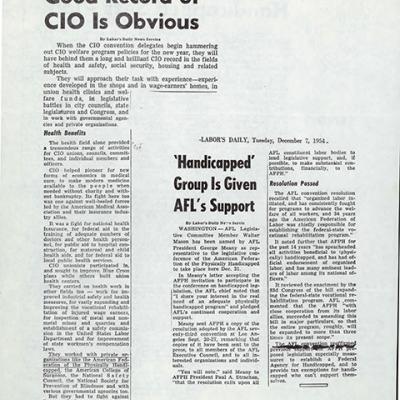 Article is largely a summary of an article published in the December 4, 1954 issue of Labor's Daily