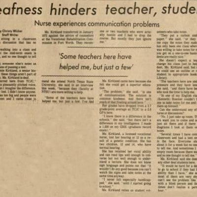The Shorthorn: Deafness hinders teacher,student