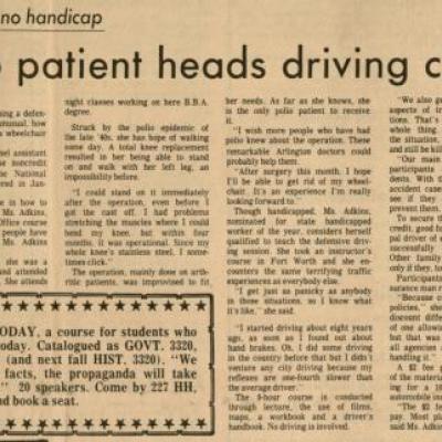 The Shorthorn: Polio patient heads driving class