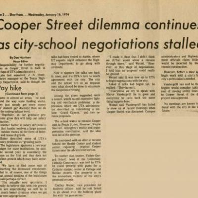 The Shorthorn: Cooper Street dilemma continues as city-school negotiations stalled
