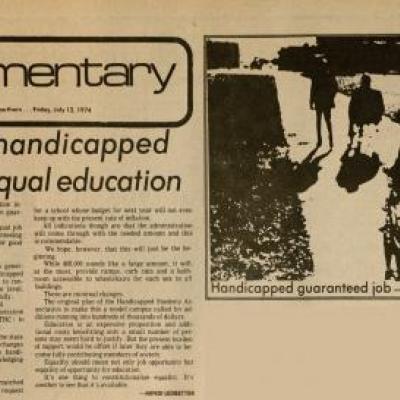 The Shorthorn: Future of Handicapped keyed to equal education