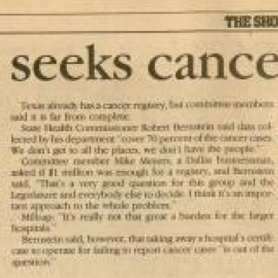 The Shorthorn: Committee seeks cancer registry