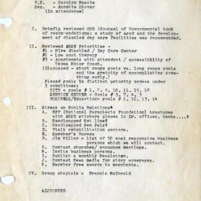 Arlington Handicapped Study Group Meeting Minutes from December 1976- July 1977