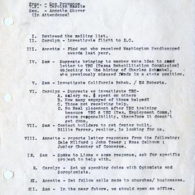 Arlington Handicapped Study Group Executive Board meeting minutes, February 4, 1977