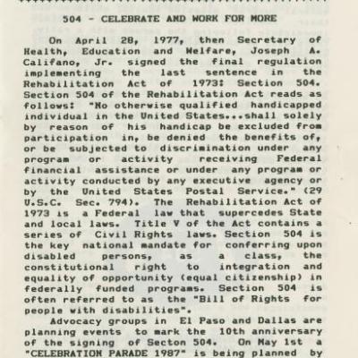 Coalition of Texans with Disabilities April 1987 newsletter