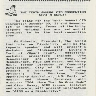 Coalition of Texans with Disabilities October 1987 Newsletter