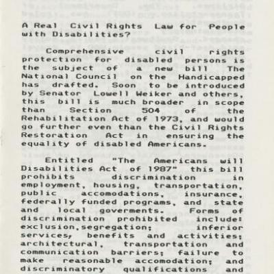 Coalition of Texans with Disabilities news, November 1987 