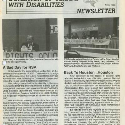 The Coalition of Texans with Disabilities Winter 1988 Newsletter 