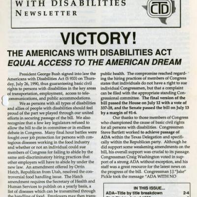 The Coalition of Texans with Disabilities August 1990 Newsletter 