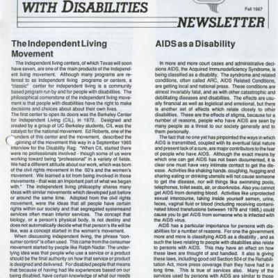 The Coalition of Texans with Disabilities Fall 1987 Newsletter 