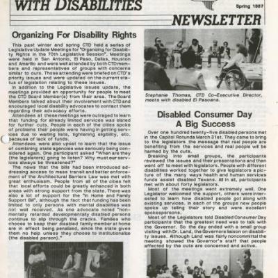 The Coalition of Texans with Disabilities Spring 1987 Newsletter