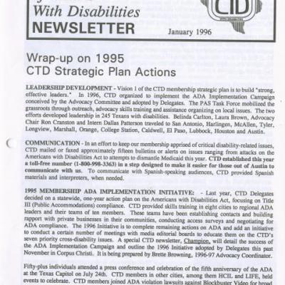Coalition of Texans with Disabilities newsletter, January 1996