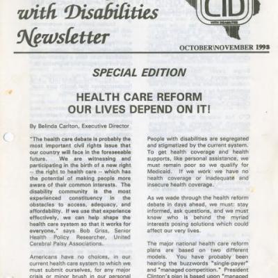 Coalition of Texans with Disabilities newsletter, October/November 1993 