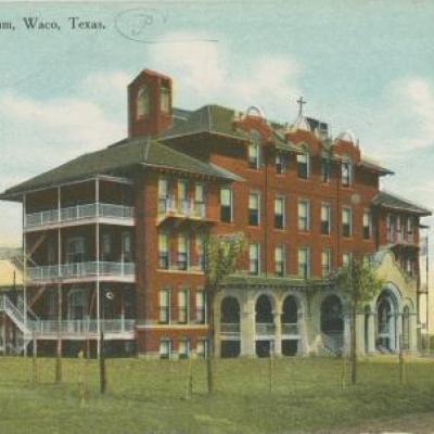 Color postcard of the Provident Sanitarium, Waco, Texas