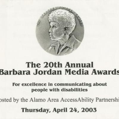 The 20th Annual Barbara Jordan Media Awards Invitation  