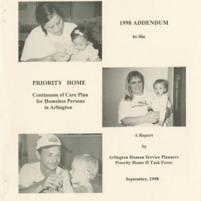 1998 Addendum to the priority home continuum of care plan for homeless: A report by Arlington Human Service Planners Priority Ho