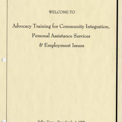 Advocacy training for community integration, personal assistance services and employment issues