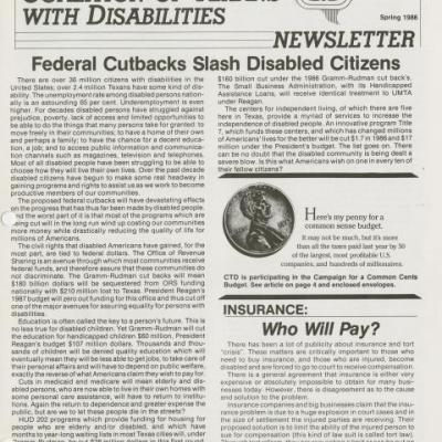 Newsletter Spring 1986
