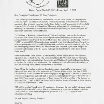 Team Everest' 03 Application and Interest Letter