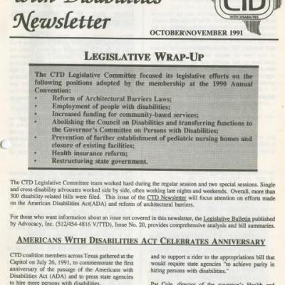 Coalition of Texans with Disabilities October/November 1991 newsletter