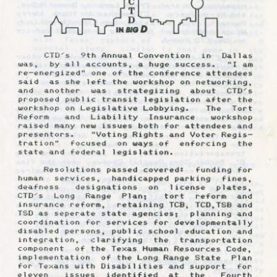 Coalition of Texans with Disabilities October 1986 newsletter