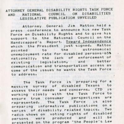 CTD Newsletter: February 1986