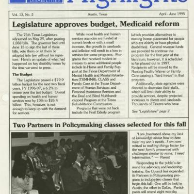 Texas Planning Council for Developmental Disabilities Highlights newsletter April- June 1995