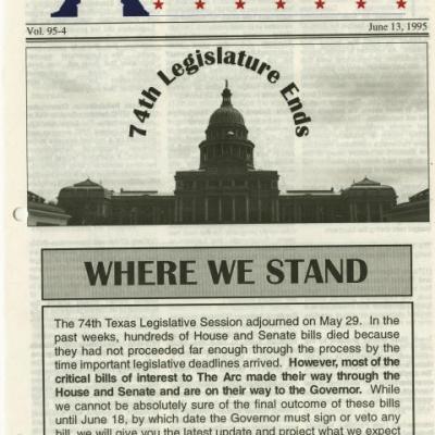    The Arc of Texas Actionline Newsletter June 13, 1995 