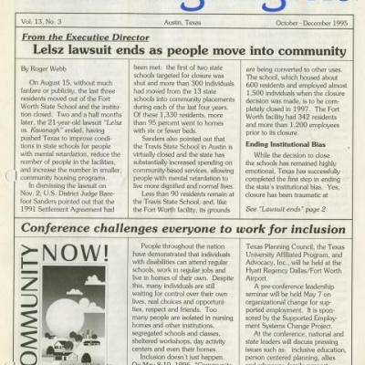 Texas Planning Council for Developmental Disabilities Highlights newsletter, October-December 1995 