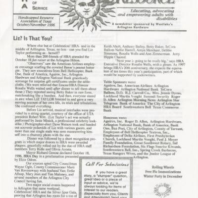 Handicapped Resource Association of Texas newsletter October/November 1996