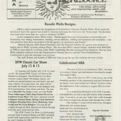 Handicapped Resource Association of Texas newsletter, June/July 1997