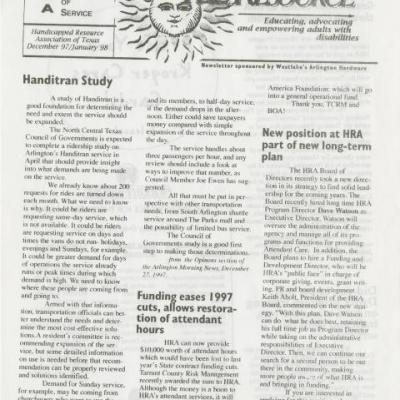 Handicapped Resource Association of Texas newsletter, December 1997/ January 1998