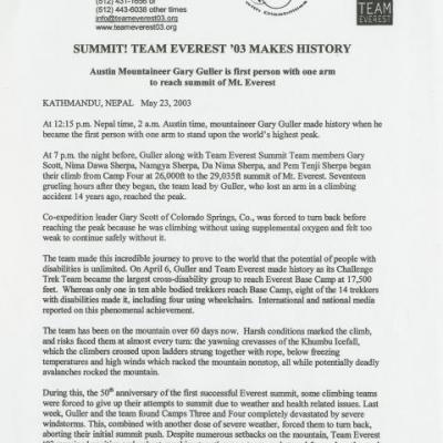 Team Everest press release