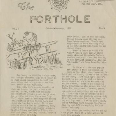 Pilot (The), Volume 2, Number 1, October-November, 1948, newsletter of the Dallas Pilot Institute for the Deaf