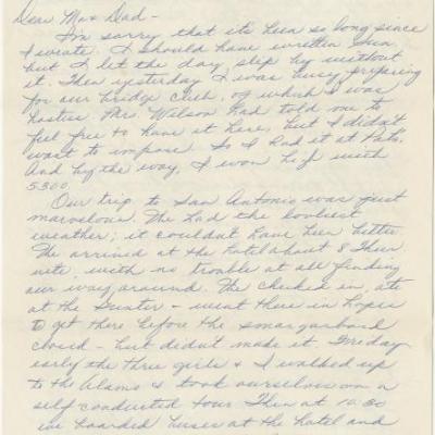 Letter from Shirley Sue Smith to her parents 