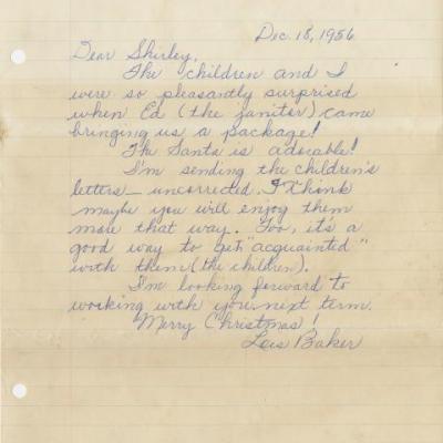 Letter from Lois Baker to Shirley Sue Smith