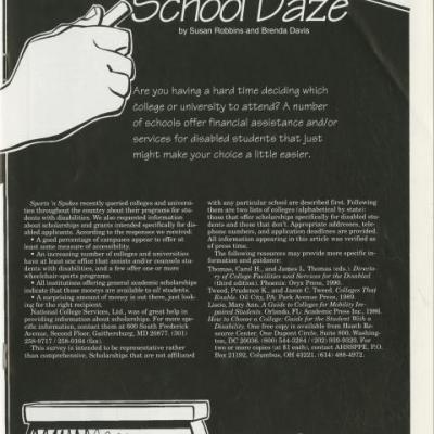 School Daze newsletter reprint from Sports 'N Spokes