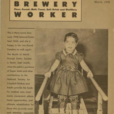 Mary Lynne Dunnuck on the cover of the March 1958 issue of the Brewery Worker