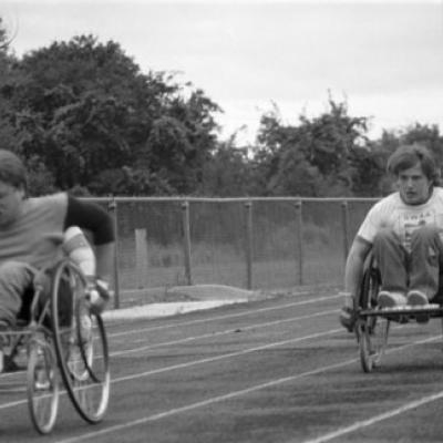 a wheelchair practice race