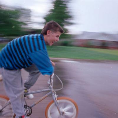 Shane Wood enjoys a bicycle ride