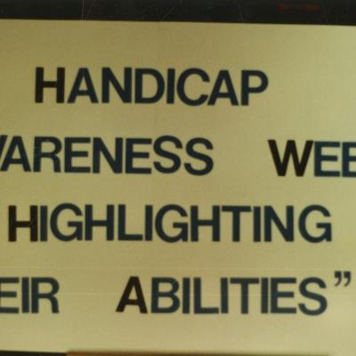 UTA Student Congress Handicap Awareness Week sign
