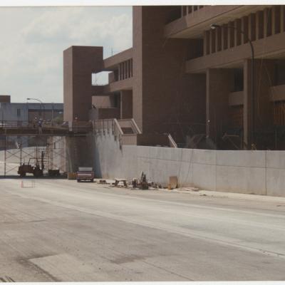 Construction on the depression of Cooper Street and construction of elevated pedestrian walkways at UTA